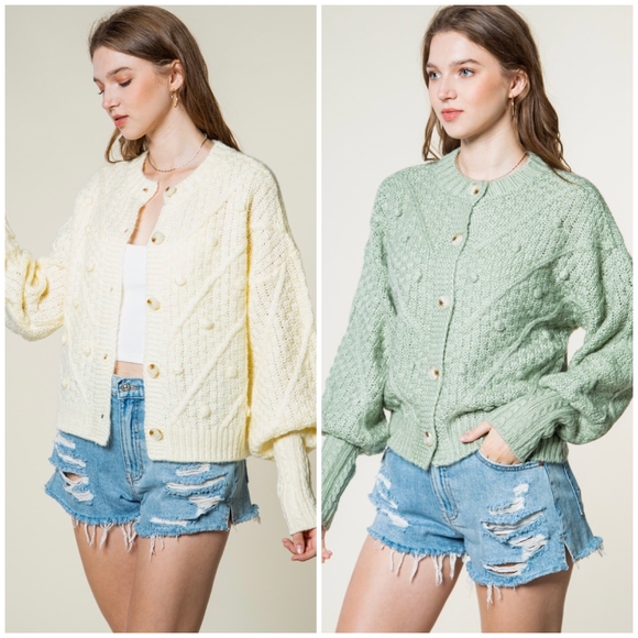 Very J Cream Cozy Chic Medium Chunky Knit Cardigan - Picture 2 of 5